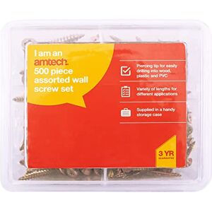 Amtech S5037 POZI Wood Screws Set, 500pcs, Assorted Lengths & Sizes, Piercing Tip for Easy Insertion, Perfect For DIY, Woodwork, etc Amtech S5037 POZI Wood Screws Set, 500pcs, Assorted Lengths & Sizes, Piercing Tip for Easy Insertion, Perfect For DIY, Woodwork, etc