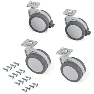 Emuca 2037921 Swivel Castors for Furniture with Fixing Plate and Ball Bearings, Grey, 80 mm, Set of 4 Pieces Emuca 2037921 Swivel Castors for Furniture with Fixing Plate and Ball Bearings, Grey, 80 mm, Set of 4 Pieces