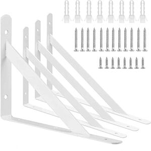 AConnet 4 Pcs 10 Inch Shelf Brackets Heavy Duty, White L Brackets for Shelves, Triangle Metal Shelves Bracket Wall Mounted Shelf Supporter by (250x160mm) AConnet 4 Pcs 10 Inch Shelf Brackets Heavy Duty, White L Brackets for Shelves, Triangle Metal Shelves Bracket Wall Mounted Shelf Supporter by (250x160mm)