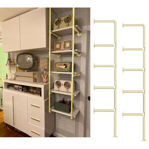Sinsloto Gold Industrial Wall Mount Iron Pipe Shelf Bracket, DIY Open Bookshelf,Storage Shelves, Ceiling Hung Shelves for Home Kitchen Bathroom Living Room Office(2PcsX5Tier,70" Tall,12" deep,Hardware Only) Sinsloto Gold Industrial Wall Mount Iron Pipe Shelf Bracket, DIY Open Bookshelf,Storage Shelves, Ceiling Hung Shelves for Home Kitchen Bathroom Living Room Office(2PcsX5Tier,70" Tall,12" deep,Hardware Only)
