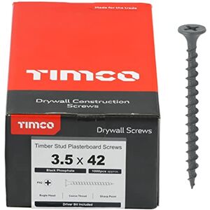 TIMCO PH2 Philips Coarse Drywall Screw 3.5 x 42 Grey- Box of 1000 TIMCO PH2 Philips Coarse Drywall Screw 3.5 x 42 Grey- Box of 1000