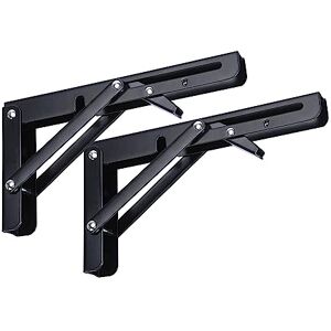 highdecora Folding Shelf Bracket, 2 Pcs Heavy Duty Foldable Shelf Bracket Metal Wall Mounted Foldable Triangle Support Bracket for Table DIY Work Bench (Black, 10 inch) highdecora Folding Shelf Bracket, 2 Pcs Heavy Duty Foldable Shelf Bracket Metal Wall Mounted Foldable Triangle Support Bracket for Table DIY Work Bench (Black, 10 inch)