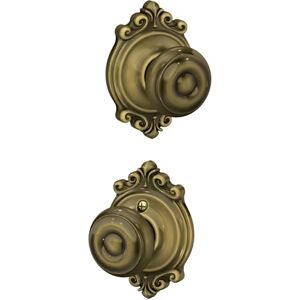 Schlage F10 GEO 609 BRK Antique Brass Georgian Passage Door Knob - Door Type Schlage F10 GEO 609 BRK Antique Brass Georgian Passage Door Knob - Door Type