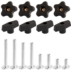 POWERTEC 71121 T-Track Knob Kit w/Threaded Knobs and 5/16”-18 T Bolts for Woodworking Jigs and Fixtures – 16-Piece Set POWERTEC 71121 T-Track Knob Kit w/Threaded Knobs and 5/16”-18 T Bolts for Woodworking Jigs and Fixtures – 16-Piece Set