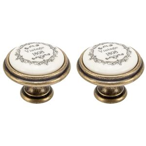 cyclingcolors 2 x Drawer Knobs Brass Porcelain Ceramic 35mm Vintage Antique Style Furniture Door Handle Dresser Cabinet Home with Screws cyclingcolors 2 x Drawer Knobs Brass Porcelain Ceramic 35mm Vintage Antique Style Furniture Door Handle Dresser Cabinet Home with Screws