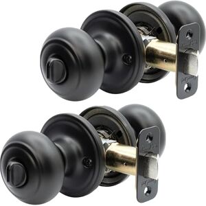 Copper Creek Matte Black Door Knobs Round Colonial Knob with Privacy Locking Function for Home Improvement, 2 Pack Fits All Standard Doors Locking Door Knob for Bedroom and Bathroom Use Copper Creek Matte Black Door Knobs Round Colonial Knob with Privacy Locking Function for Home Improvement, 2 Pack Fits All Standard Doors Locking Door Knob for Bedroom and Bathroom Use