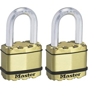 Master Lock Pack of 2 Very High Security Padlocks, Security Level 9/10, Outdoor, Keyed, Laminated Steel, Weatherproof, Medium Shackle Master Lock Pack of 2 Very High Security Padlocks, Security Level 9/10, Outdoor, Keyed, Laminated Steel, Weatherproof, Medium Shackle