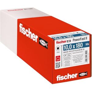 fischer PowerFast II CTP 10.0 x 180, Powerful Countersunk Wood Screws with Internal Star Socket and Partial Thread, for Constructive Wood Construction, Pack of 50 fischer PowerFast II CTP 10.0 x 180, Powerful Countersunk Wood Screws with Internal Star Socket and Partial Thread, for Constructive Wood Construction, Pack of 50