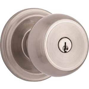 BRINKS Stafford Front Door Keyed Door Knob, Satin Nickel Hands-Free Door Handle Opens 3 Ways: Push, Pull, Rotate BRINKS Stafford Front Door Keyed Door Knob, Satin Nickel Hands-Free Door Handle Opens 3 Ways: Push, Pull, Rotate