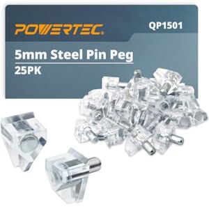 POWERTEC QP1501 Clear Support Bracket Shelf Pins 5mm, 5 mm POWERTEC QP1501 Clear Support Bracket Shelf Pins 5mm, 5 mm