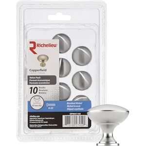 RICHELIEU Hardware DP9041195 Pack of 10 Contemporary Metal Knobs-9041, Brushed Nickel RICHELIEU Hardware DP9041195 Pack of 10 Contemporary Metal Knobs-9041, Brushed Nickel