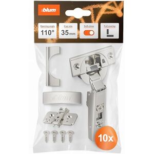 BLUM - clip top otion - Hinges - 110° - Eccentric mounting plates - Soft-close technology - Easy clip mechanism - Continuous front adjustment BLUM - clip top otion - Hinges - 110° - Eccentric mounting plates - Soft-close technology - Easy clip mechanism - Continuous front adjustment