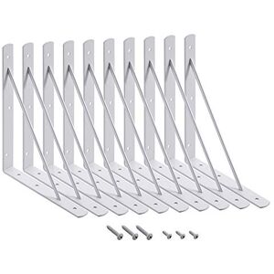 HOME MASTER HARDWARE 10 x 8 inch Shelf L Brackets Shelf Support Corner Brace Joint Right Angle Bracket White with Screws 10-Pack (White) HOME MASTER HARDWARE 10 x 8 inch Shelf L Brackets Shelf Support Corner Brace Joint Right Angle Bracket White with Screws 10-Pack (White)