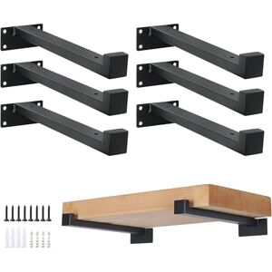 EZYDECOR 6Pcs Floating Shelves Brackets Heavy Duty Wooden Shelf Brackets 12inch Decorative Wall Shelf Brackets & Supports with Lip (Black) 12 EZYDECOR 6Pcs Floating Shelves Brackets Heavy Duty Wooden Shelf Brackets 12inch Decorative Wall Shelf Brackets & Supports with Lip (Black) 12