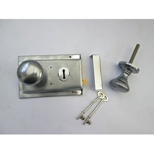 Ironmongery World ®Victorian Style 1920s Rim Door Lock & Rim KNOB Set Handles SHED Door Bedroom Set Dual Handed Right and Left (Satin Chrome) Ironmongery World ®Victorian Style 1920s Rim Door Lock & Rim KNOB Set Handles SHED Door Bedroom Set Dual Handed Right and Left (Satin Chrome)