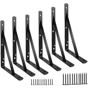 My Rustic 12 inch Heavy Duty Floating Shelf Bracket - Black Metal My Rustic 12 inch Heavy Duty Floating Shelf Bracket - Black Metal