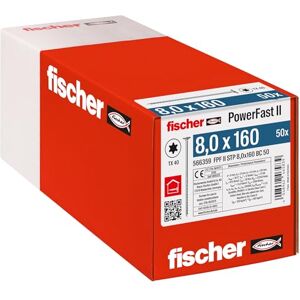 fischer PowerFast II STP 8.0 x 160, Powerful Wood Screws with Step Countersunk Head, Inner Star Socket and Partial Thread, for Constructive Wood Construction, Pack of 50 fischer PowerFast II STP 8.0 x 160, Powerful Wood Screws with Step Countersunk Head, Inner Star Socket and Partial Thread, for Constructive Wood Construction, Pack of 50