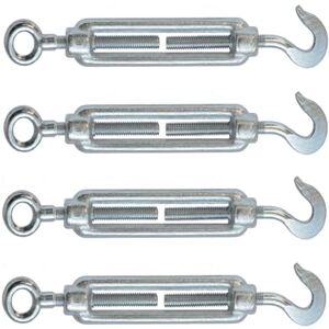 Confezione da 4 Tenditore con Gancio e Occhiello in Acciaio Zincato - Turnbuckle Confezione da 4 Tenditore con Gancio e Occhiello in Acciaio Zincato - Turnbuckle