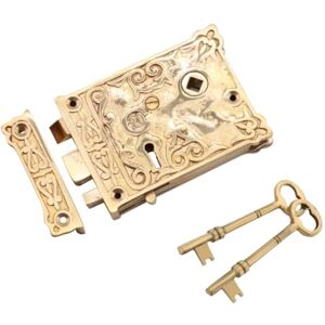 Infinity Solid Brass Floral Rim Lock in Polished Brass Finish Latch Lock Set for Internal and External Shed Doors Gates Infinity Solid Brass Floral Rim Lock in Polished Brass Finish Latch Lock Set for Internal and External Shed Doors Gates