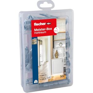 fischer Meister-Box Cavity 50 Piece Dowel and Screw Set 10mm Diameter 37-65mm Length for DIY and Professionals Ideal for Plasterboard Single and Double Planted fischer Meister-Box Cavity 50 Piece Dowel and Screw Set 10mm Diameter 37-65mm Length for DIY and Professionals Ideal for Plasterboard Single and Double Planted