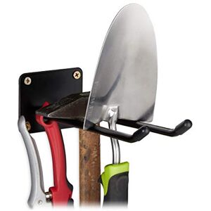 Relaxdays Wall-mounted Utility Hooks, Double Hook, Broom Holder, Spade Bracket To Mount, Wall, Steel, 24cm, Black Relaxdays Wall-mounted Utility Hooks, Double Hook, Broom Holder, Spade Bracket To Mount, Wall, Steel, 24cm, Black