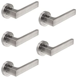 Emuca Internal Door Handles, Batch of 5 Sets of Internal Door Handles with D.50 mm (1,96 inch) Rose, Aluminium, Satin Nickel. Emuca Internal Door Handles, Batch of 5 Sets of Internal Door Handles with D.50 mm (1,96 inch) Rose, Aluminium, Satin Nickel.