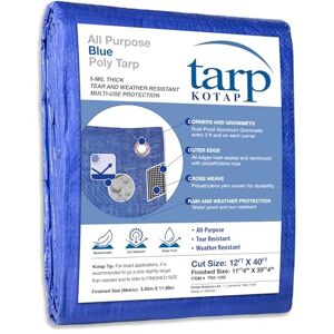 Kotap TRA-1240 Waterproof All- Purpose Multi-Use Protection/Coverage 5-mil Poly Tarp, Blue, 12 x 40 Ft Kotap TRA-1240 Waterproof All- Purpose Multi-Use Protection/Coverage 5-mil Poly Tarp, Blue, 12 x 40 Ft