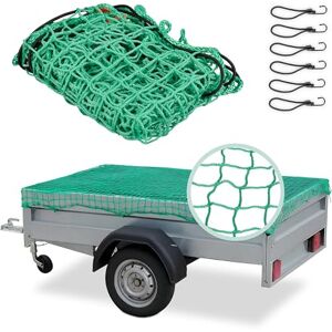 Relaxdays Net, 1.5 x 2.2 m, with 6 Hooks, Corner Markings, Rubber Cord, Trailer Load Securing, Green, 0.6x150x220cm Relaxdays Net, 1.5 x 2.2 m, with 6 Hooks, Corner Markings, Rubber Cord, Trailer Load Securing, Green, 0.6x150x220cm
