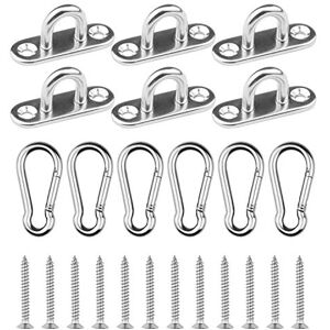 EXCELFU 6 Pieces Stainless Steel 1.8 inch Pad Eye Plate U Hooks + 6 Pieces Stainless Steel Snap Hook, Marine Hardware Staple Hook Loop with Screws EXCELFU 6 Pieces Stainless Steel 1.8 inch Pad Eye Plate U Hooks + 6 Pieces Stainless Steel Snap Hook, Marine Hardware Staple Hook Loop with Screws