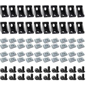 BLCCLOY 20Sets Black 2020 Series Aluminum Profile Connector Set, 20pcs Corner Bracket, 40pcs T Nuts and Hex Screw Bolt for Slot 6mm 20S Aluminum Rail Accessories BLCCLOY 20Sets Black 2020 Series Aluminum Profile Connector Set, 20pcs Corner Bracket, 40pcs T Nuts and Hex Screw Bolt for Slot 6mm 20S Aluminum Rail Accessories