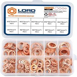 LordHardware 200pcs Copper Metric Sealing Washers Assortment Kit Flat Washers M5 M6 M8 M10 M12 M14 (9 Sizes) LordHardware 200pcs Copper Metric Sealing Washers Assortment Kit Flat Washers M5 M6 M8 M10 M12 M14 (9 Sizes)