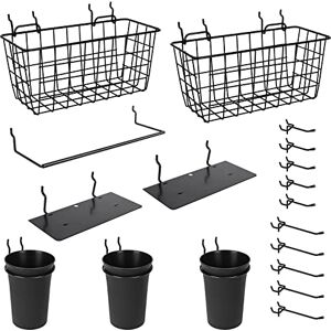 G.CORE Peg Board Organizer Accessories, 18 Pack Pegboard Hooks Assortment Set Peg Baskets Cups Hook Accessory, Various Tools Storage Arrange System Kit for Garage Workshop Workbench Hobby Craft Office G.CORE Peg Board Organizer Accessories, 18 Pack Pegboard Hooks Assortment Set Peg Baskets Cups Hook Accessory, Various Tools Storage Arrange System Kit for Garage Workshop Workbench Hobby Craft Office