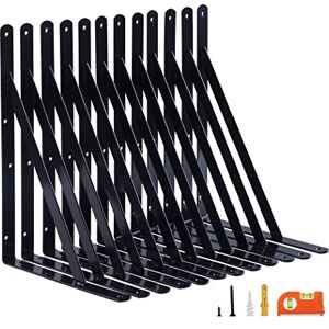 NEODROP 12-Pack 14 Inch Heavy Duty Shelf Brackets, Large Wall Bracket for Garage Storage Shelves, Black Powder-Coated Steel NEODROP 12-Pack 14 Inch Heavy Duty Shelf Brackets, Large Wall Bracket for Garage Storage Shelves, Black Powder-Coated Steel