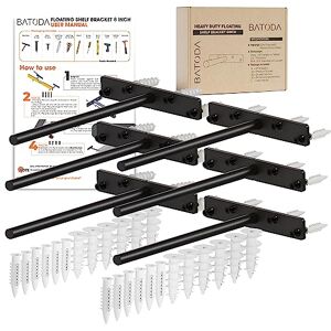 BATODA 8" Floating Shelf Bracket Heavy Duty (6 pcs) –Solid Steel Blind Shelf Supports Hidden Brackets for Floating Wood Shelves Blind Shelf Support Shelving Mounting Hardware Included (Pack 6) BATODA 8" Floating Shelf Bracket Heavy Duty (6 pcs) –Solid Steel Blind Shelf Supports Hidden Brackets for Floating Wood Shelves Blind Shelf Support Shelving Mounting Hardware Included (Pack 6)