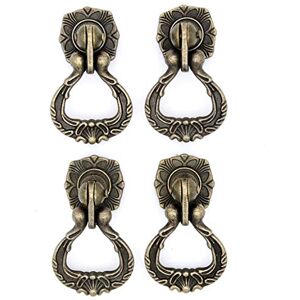 LXZ 4 PCs Vintage Antique Brass Pendant Ring Pulls Drop Handles Knobs with Single Mounting Hole for Drawer Cabinet Dresser Wardrobe Cupboard (Height 2-11/64-in, Width 1-29/64-in) LXZ 4 PCs Vintage Antique Brass Pendant Ring Pulls Drop Handles Knobs with Single Mounting Hole for Drawer Cabinet Dresser Wardrobe Cupboard (Height 2-11/64-in, Width 1-29/64-in)