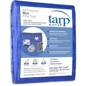 Kotap 30 x 60 Ft. All-Purpose Multi-Use Protection/Coverage 5-mil Poly Tarp, Waterproof, Blue, (TRA-3060) Kotap 30 x 60 Ft. All-Purpose Multi-Use Protection/Coverage 5-mil Poly Tarp, Waterproof, Blue, (TRA-3060)