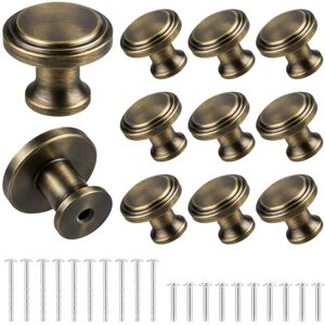 MOXYOY 10 Pcs Round Cabinet Knobs,25 mm Vintage Cabinet Knobs,Brushed Nickel Door Knobs,Vintage Bronze Style Round Knobs,Single Hole Cupboard Door Handles,for Home Decorating, Cupboard, Wardrobe MOXYOY 10 Pcs Round Cabinet Knobs,25 mm Vintage Cabinet Knobs,Brushed Nickel Door Knobs,Vintage Bronze Style Round Knobs,Single Hole Cupboard Door Handles,for Home Decorating, Cupboard, Wardrobe