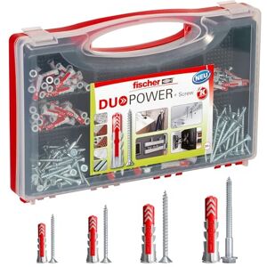 fischer Redbox DuoPower 536091 with Screw 140x Dowels + 140x Screws, for Fixing on Solid Wall, Perforated Brick, Plasterboard and Cellular Concrete fischer Redbox DuoPower 536091 with Screw 140x Dowels + 140x Screws, for Fixing on Solid Wall, Perforated Brick, Plasterboard and Cellular Concrete
