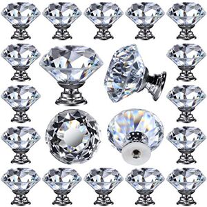 DEELF OUTLET DeElf 25 pcs Glass Cabinet Knobs Crystal Drawer Pulls Clear 30 mm Diamond for Kitchen, Bathroom Cabinet, Dresser and Cupboard by DEELF OUTLET DeElf 25 pcs Glass Cabinet Knobs Crystal Drawer Pulls Clear 30 mm Diamond for Kitchen, Bathroom Cabinet, Dresser and Cupboard by