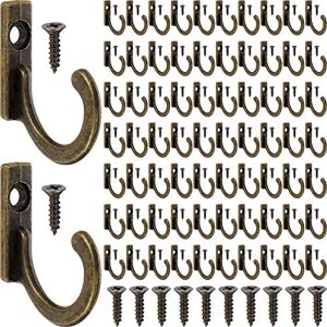 ZHEHAO 100 Pieces Key Hooks Jewelry Small Wall Mounted Single Robe Coat Hooks and 110 Pieces Screws for Hanging Hat, Scarf, Bag (Bronze) ZHEHAO 100 Pieces Key Hooks Jewelry Small Wall Mounted Single Robe Coat Hooks and 110 Pieces Screws for Hanging Hat, Scarf, Bag (Bronze)