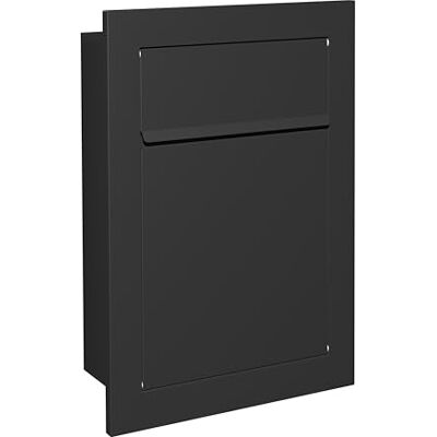 ALSTEN TECH Flush-Mounted Letterbox RAL9017 Black Flush Mounted Galvanised Steel Powder-Coated Weatherproof Wall Mounting with Lock Name Plate DIN A4 Suitable ALSTEN TECH Flush-Mounted Letterbox RAL9017 Black Flush Mounted Galvanised Steel Powder-Coated Weatherproof Wall Mounting with Lock Name Plate DIN A4 Suitable