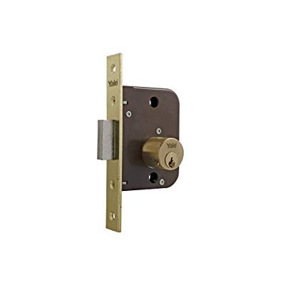 Yale -azbe Door Lock 47 Double Round 80 x 50 mm in Front of Brass-Coloured Yale -azbe Door Lock 47 Double Round 80 x 50 mm in Front of Brass-Coloured