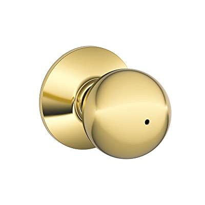 SCHLAGE F40ORB605 Orbit Privacy Knob, Bright Brass SCHLAGE F40ORB605 Orbit Privacy Knob, Bright Brass