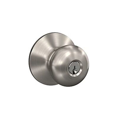 SCHLAGE F51A PLY 619 Plymouth Door Knob Keyed Entry Lock, Satin Nickel SCHLAGE F51A PLY 619 Plymouth Door Knob Keyed Entry Lock, Satin Nickel