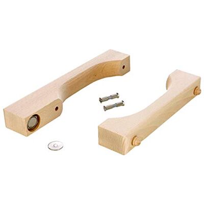 Eliga Door Handle Set - Magnet Lock, 190mm Holes, Wooden Knobs Eliga Door Handle Set - Magnet Lock, 190mm Holes, Wooden Knobs