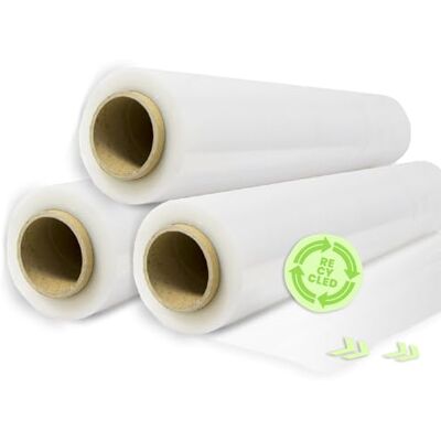 OFITURIA Plastic Stretch Wrap - 50cm x 300m - Recycled Transparent Film OFITURIA Plastic Stretch Wrap - 50cm x 300m - Recycled Transparent Film