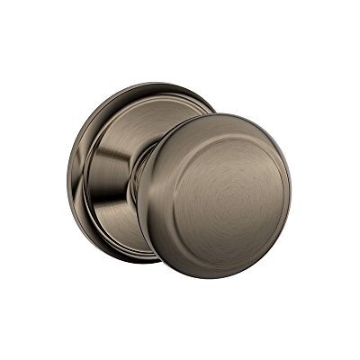 SCHLAGE F10 and 620 16-080 10-027 Andover Hall and Closet Knob, Antique Pewter SCHLAGE F10 and 620 16-080 10-027 Andover Hall and Closet Knob, Antique Pewter