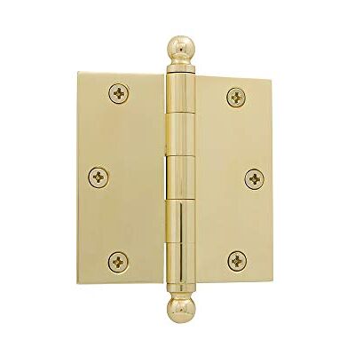 Nostalgic Warehouse 728348 3.5" Ball Tip Residential Hinge Corners Door, Polished Brass, 3.5" x 3.5"-Square Nostalgic Warehouse 728348 3.5" Ball Tip Residential Hinge Corners Door, Polished Brass, 3.5" x 3.5"-Square