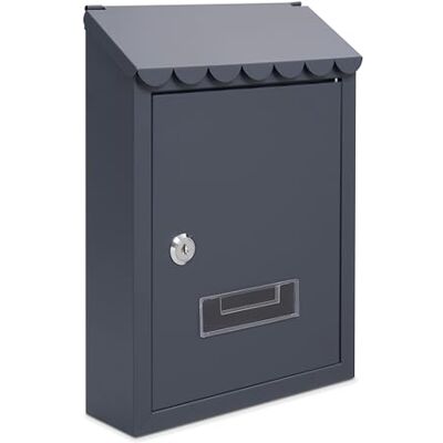 Assorted Collections Wall Mounted Post Box with 2 Keys Galvanized Steel Lockable Mail Box with 2 Keys, Weatherproof Letter Box, 21x30x7cm (Grey) Assorted Collections Wall Mounted Post Box with 2 Keys Galvanized Steel Lockable Mail Box with 2 Keys, Weatherproof Letter Box, 21x30x7cm (Grey)