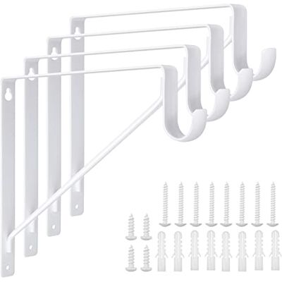 APACALI Holdware 4 Pack Heavy Duty Closet Rod Brackets Holder 11 x 10.2 x 1 Inch, White Closet Rod Shelf Support Hooks Wall Mounted Shelf and Rod Support Brackets with Screws (280x240x3mm D x H x W) APACALI Holdware 4 Pack Heavy Duty Closet Rod Brackets Holder 11 x 10.2 x 1 Inch, White Closet Rod Shelf Support Hooks Wall Mounted Shelf and Rod Support Brackets with Screws (280x240x3mm D x H x W)